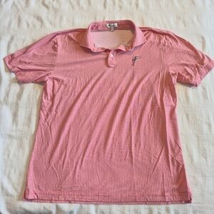 Peter Millar men's size Large polo shirt, bird embroidered, light red 3 button